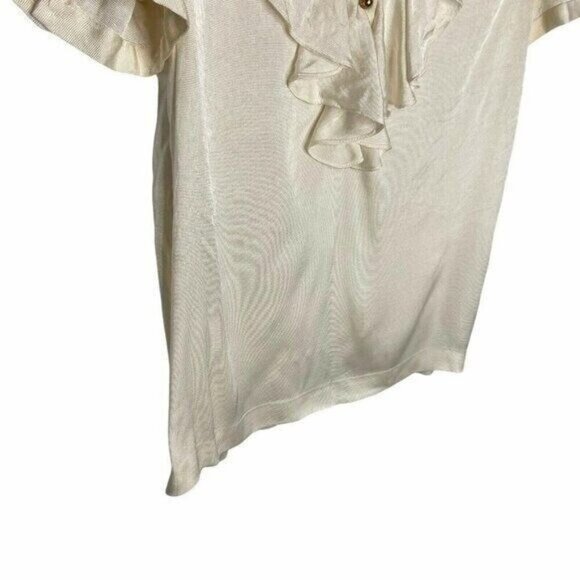 Kate Spade Blouse‎ Women's Size 6 Ivory Ruffle Collared Silk - Picture 6 of 9